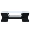 Geometric Style 6mm Glass-Top Coffee Table w/ Open Shelves & Cabinets by yeah depot