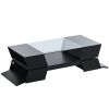 Geometric Style 6mm Glass-Top Coffee Table w/ Open Shelves & Cabinets by yeah depot