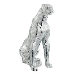 Boli Sitting Panther Sculpture // Glass and Chrome (Color: as Pic)