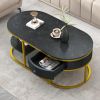 Modern Marble Golden Coffee Table w/ Metal Frame, Drawers for the Living Room
