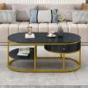 Modern Marble Golden Coffee Table w/ Metal Frame, Drawers for the Living Room