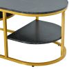 Modern Marble Golden Coffee Table w/ Metal Frame, Drawers for the Living Room