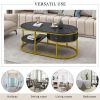 Modern Marble Golden Coffee Table w/ Metal Frame, Drawers for the Living Room