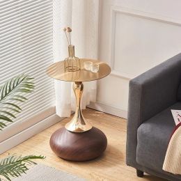 Modern round Italian Creative Luxury Side Table by Oloey - Multiple Colors (Color: Brown Gold)