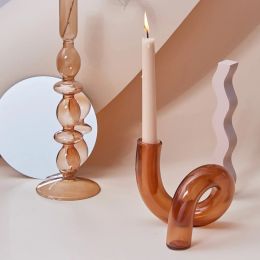 Modern Glass Taper Candlestick Holders (Style: A)