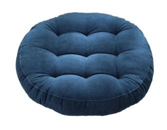 Round Meditation Pillow for Floor Seating & Yoga Comfort (Color: navy blue)