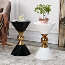 Luxurious Style Living Room End Table Home Furniture - White & Black (Color: Black)