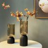 Striped Frosted Glass Vase for Hydroponic Floral Crafts
