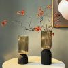 Striped Frosted Glass Vase for Hydroponic Floral Crafts