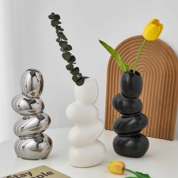 Modern Art Nordic Style Cobble Vase (Color: Black)