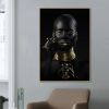 Modern Black and Gold African Woman Canvas Poster