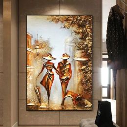 Wonderful Romantic Couple Abstract Lovers Canvas Wall Painting (size: 20x30cm No Frame)