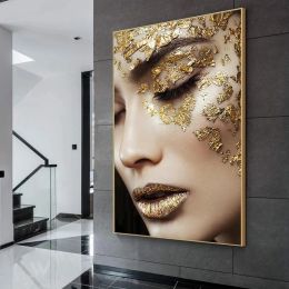 Golden Elegance Woman Oil Painting Canvas Print (size: 20x30cm No Frame)