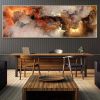 Nordic Abstract Orange White Smoke Wall Art Prints