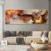 Nordic Abstract Orange White Smoke Wall Art Prints