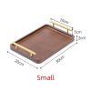 Rectangular Ebony Wooden Tray w/ Golden Metal Handle