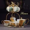 Luxury Bone China Coffee Set Gold Inlay Porcelain