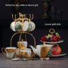 Luxury Bone China Coffee Set Gold Inlay Porcelain