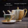 Luxury Bone China Coffee Set Gold Inlay Porcelain