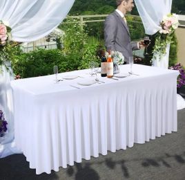 Elastic Cloth Rectangular Table Cover (Color: White, size: 120x60x76cm-4FT)