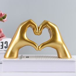 Modern Art Gesture Heart Finger Statue (Color: Gold Heart Gesture, size: small)