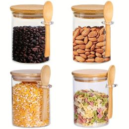 Versatile 18oz Airtight Glass Jars with Airtight Lids (Number: 4 PACK)
