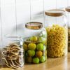 KEMORELA  Kitchen Glass Jars Heat Resistant & Transparent w/ Acacia Lid