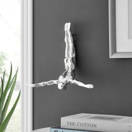 Diver Wall Decor Sculpture //11" Chrome/Black/Red/White (Color: Chrome)
