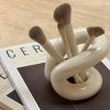 Ceramic Toothbrush Holder & Brush Storage w/ Rope Knot Design