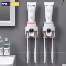 Automatic Toothpaste Dispenser w/ Toothpaste Squeezer & Toothbrush Holder (Color: Pink)