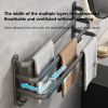 Gray No-Drill Wall-Mounted Bathroom Towel Rack