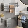 Gray No-Drill Wall-Mounted Bathroom Towel Rack