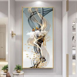 Nordic Style Golden Deer Tree Canvas Poster Prints (size: 20x40cm No Frame)