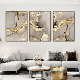 Marble Beige Gold Abstract Canvas Painting Prints (size: 20x30cm No Frame)