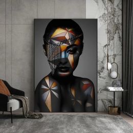 Geometric Makeup African Black Woman Canvas Poster HD Print (size: 20x30cm No Frame)
