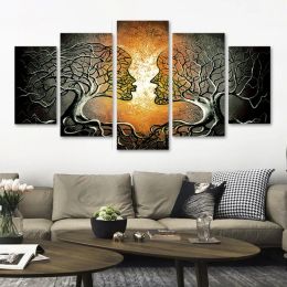 5-Panel Abstract Kiss Tree Canvas Painting HD Print Set (Size A: 20x35 20x45 20x55cm)