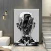 Surrealistic Abstract Art Poster w/ Silver Metal Robot Print