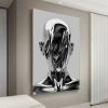 Surrealistic Abstract Art Poster w/ Silver Metal Robot Print