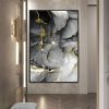 Gold Lines & Black White Marble Abstract Canvas Art Painting