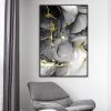 Gold Lines & Black White Marble Abstract Canvas Art Painting