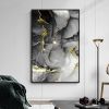 Gold Lines & Black White Marble Abstract Canvas Art Painting