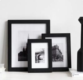 Classic Natural Wooden Picture Frames with Plexiglass (Color: 1pc black, size: 9X13cm 3.5X5in)