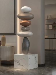 Creative Large Glowing Stone Feng Shui Sculpture (Color: Grey, size: 80cm)