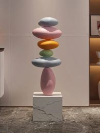 Creative Large Glowing Stone Feng Shui Sculpture (Color: Colored, size: 80cm)