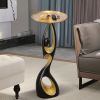 Sculpture End Table in Abstract Design w/ Ebony and Gold Finish