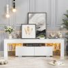 Modern LED 70 Inch TV Stand w/ Glass Shelves & Drawer
