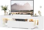 Modern LED 70 Inch TV Stand w/ Glass Shelves & Drawer