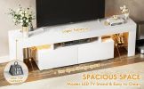 Modern LED 70 Inch TV Stand w/ Glass Shelves & Drawer
