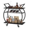 Modern Industrial Wine Cart with Wheel