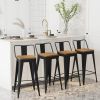 26" Metal Bar Stools w/ Removable Back & Wooden Seat - Set of 4